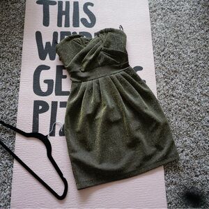 H&M Strapless Glittery Green Dress